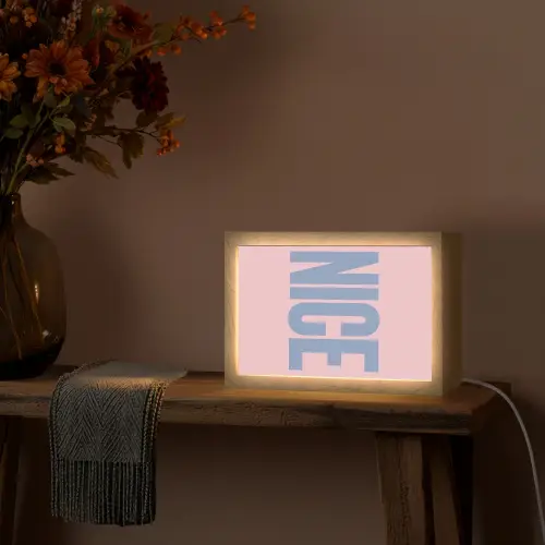 Nice - Paars - Roze Light Box met kabel (Tafellamp) klein -sfeer4