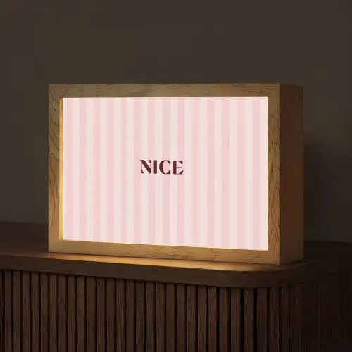 Nice - Strepen - Roze Light Box met kabel (Tafellamp) klein -z3d_website