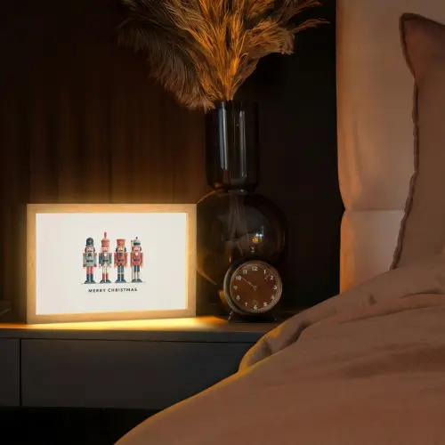Notenkrakers - Minimalistisch - Kerst - Beige Light Box met kabel (Tafellamp) klein -sfeer1