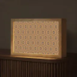 Okergeel - Patroon - Bloem - Donkerblauw Light Box met kabel (Tafellamp) klein 924 -z3d_website