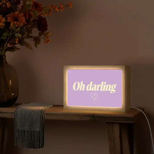 Oh darling - Hart - Paars Light Box met kabel (Tafellamp) klein -sfeer4