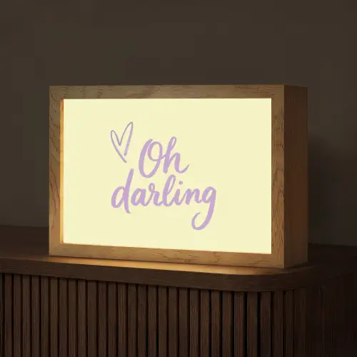 Oh darling - Geel - Hart Light Box met kabel (Tafellamp) klein -z3d_website