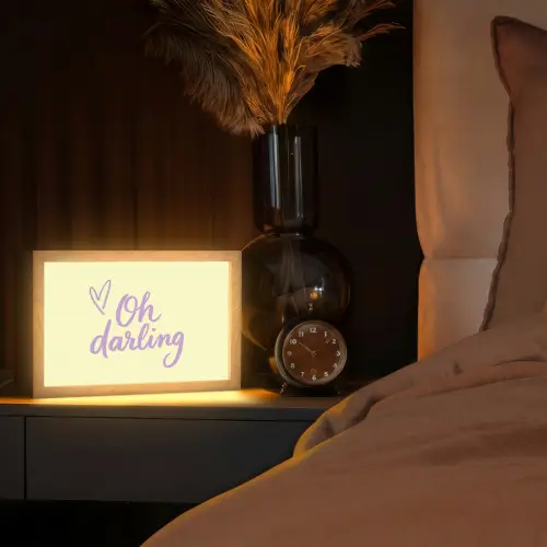Oh darling - Geel - Hart Light Box met kabel (Tafellamp) klein -sfeer1