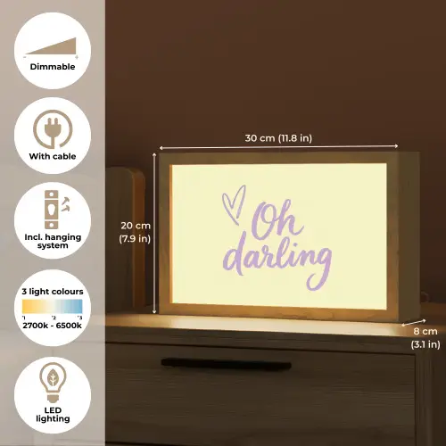 Oh darling - Geel - Hart Light Box met kabel (Tafellamp) klein -USP_EN