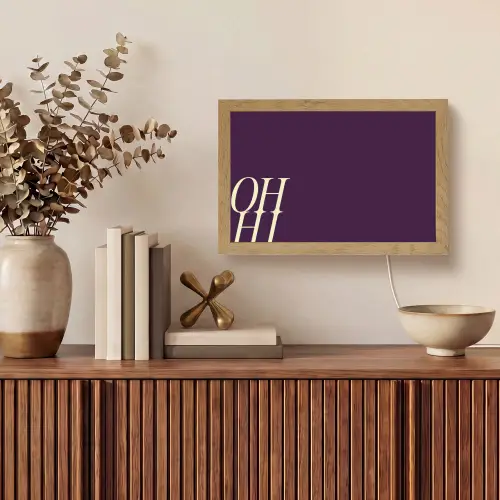 Oh hi - Paars - Cursief Light Box met kabel (Tafellamp) klein -sfeer2
