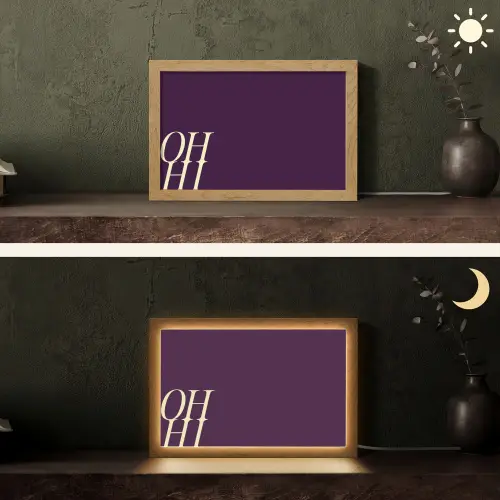 Oh hi - Paars - Cursief Light Box met kabel (Tafellamp) klein -sfeer3