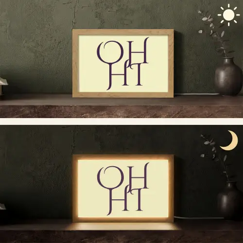 Oh hi - Geel - Monogram Light Box met kabel (Tafellamp) klein -sfeer3