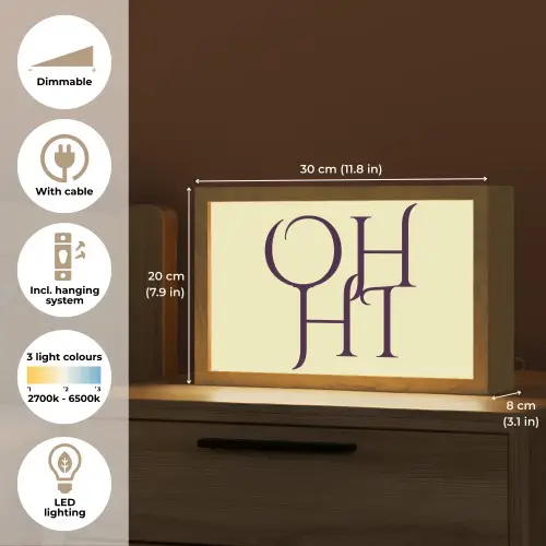 Oh hi - Geel - Monogram Light Box met kabel (Tafellamp) klein -USP_EN