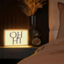 Oh hi - Geel - Monogram Light Box met kabel (Tafellamp) klein -sfeer1