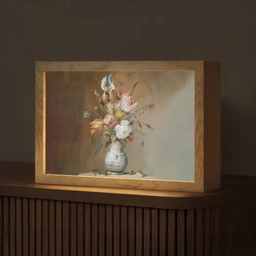 Oude meesters - Bloemen - Balthasar van der Ast Light Box met kabel (Tafellamp) klein -z3d_website