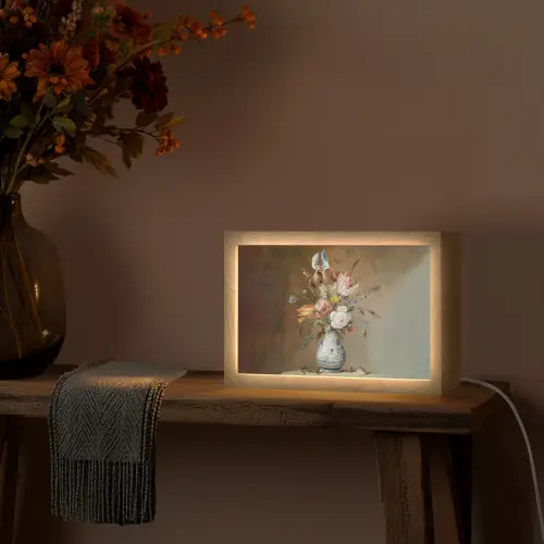 Oude meesters - Bloemen - Balthasar van der Ast Light Box met kabel (Tafellamp) klein -sfeer4
