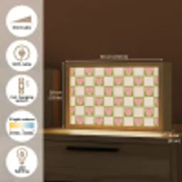 Olijfgroen - Hartjes - Patroon - Retro Light Box met kabel (Tafellamp) klein 924 -USP_EN