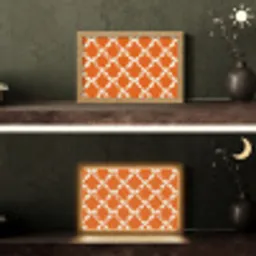 Oranje - Ruitpatroon - Wit Light Box met kabel (Tafellamp) klein 924 -sfeer3