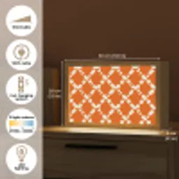 Oranje - Ruitpatroon - Wit Light Box met kabel (Tafellamp) klein 924 -USP_EN