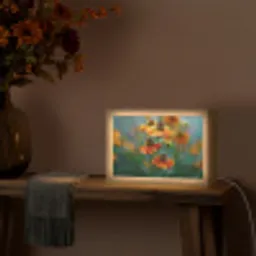 Oranje bloemen - Levendig - Wazige achtergrond Light Box met kabel (Tafellamp) klein -sfeer4