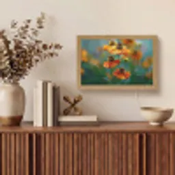 Oranje bloemen - Levendig - Wazige achtergrond Light Box met kabel (Tafellamp) klein -sfeer2