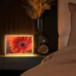 Oranje - Gerbera - Intens Light Box met kabel (Tafellamp) klein -sfeer1
