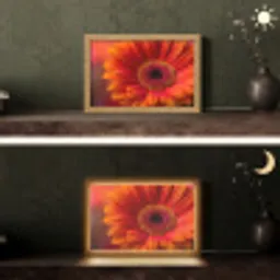 Oranje - Gerbera - Intens Light Box met kabel (Tafellamp) klein -sfeer3