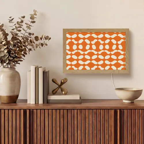 Oranje - Organische vormen - Wit Light Box met kabel (Tafellamp) klein 924 -sfeer2