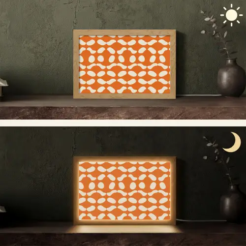 Oranje - Organische vormen - Wit Light Box met kabel (Tafellamp) klein 924 -sfeer3