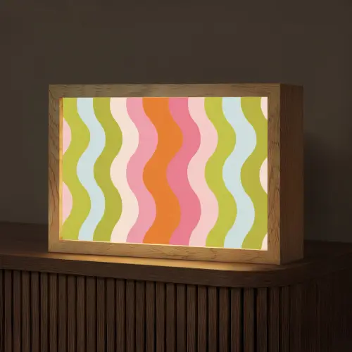Banen - Golven - Kleurrijk - Verticaal Light Box met kabel (Tafellamp) klein -z3d_website