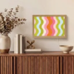 Banen - Golven - Kleurrijk - Verticaal Light Box met kabel (Tafellamp) klein -sfeer2