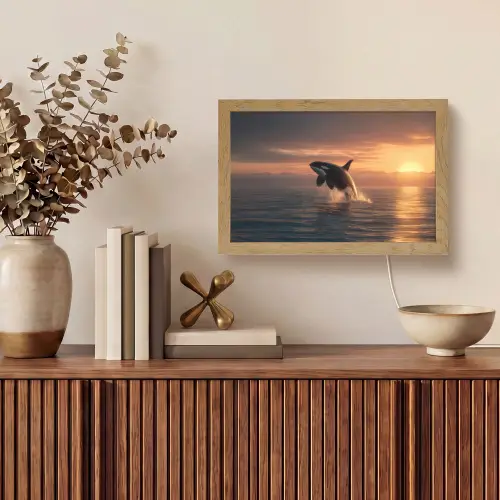 Orka - Zee - Zonsondergang Light Box met kabel (Tafellamp) klein -sfeer2