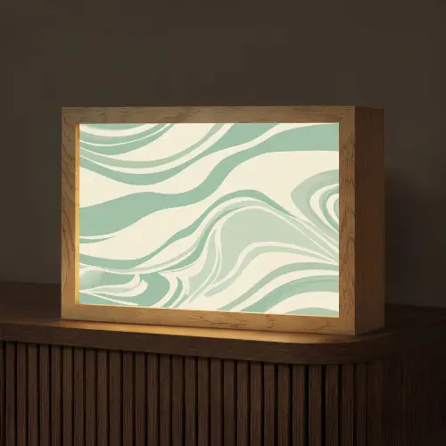 Organische lijnen - Mintgroen - Marmer Light Box met kabel (Tafellamp) klein -z3d_website