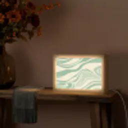 Organische lijnen - Mintgroen - Marmer Light Box met kabel (Tafellamp) klein -sfeer4