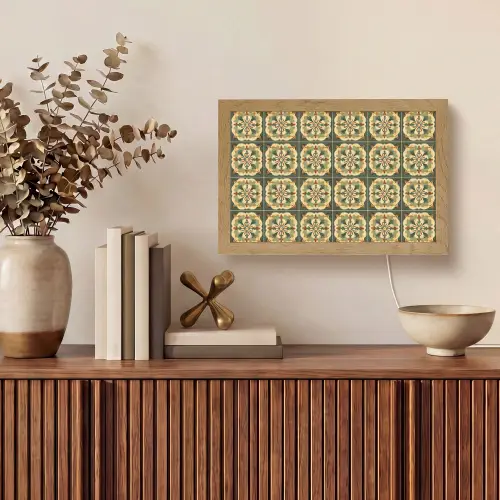 Ornament - Patroon - Groen Light Box met kabel (Tafellamp) klein 924 -sfeer2