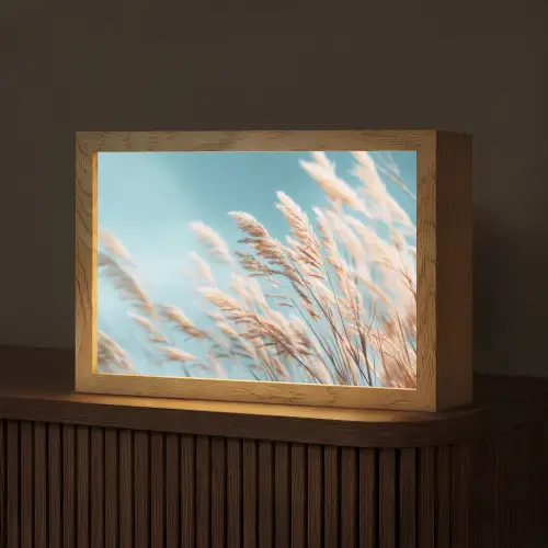 Siergras - Wind - Lichtbruin Light Box met kabel (Tafellamp) klein -z3d_website