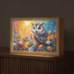 Uil - Bloemen - Kunst - Zonsondergang Light Box met kabel (Tafellamp) klein -z3d_website