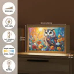 Uil - Bloemen - Kunst - Zonsondergang Light Box met kabel (Tafellamp) klein -USP_EN
