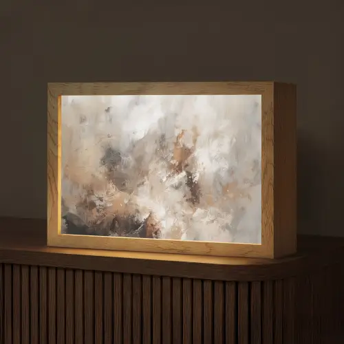 Verf - Abstract - Beige - Kunst Light Box met kabel (Tafellamp) klein -z3d_website