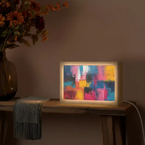 Verflook - Kunst - Modern - Abstract Light Box met kabel (Tafellamp) klein -sfeer4