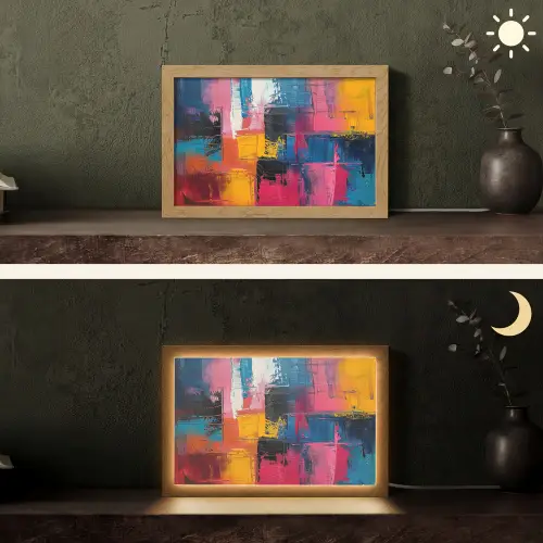 Verflook - Kunst - Modern - Abstract Light Box met kabel (Tafellamp) klein -sfeer3