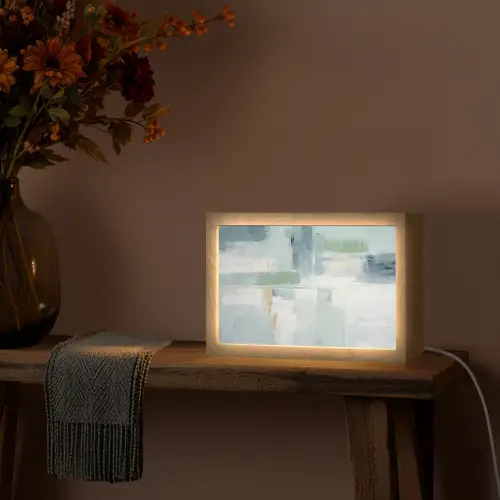 Verf - Moderne kunst - Abstract - Grijs Light Box met kabel (Tafellamp) klein -sfeer4