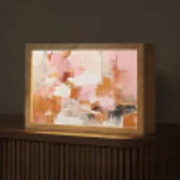 Verf - Roze - Oranje - Abstract - Kunst Light Box met kabel (Tafellamp) klein -z3d_website