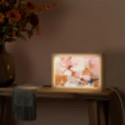 Verf - Roze - Oranje - Abstract - Kunst Light Box met kabel (Tafellamp) klein -sfeer4