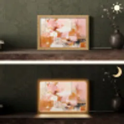 Verf - Roze - Oranje - Abstract - Kunst Light Box met kabel (Tafellamp) klein -sfeer3