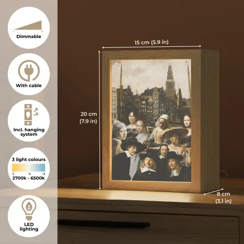Schilderij - Oude Meesters - Collage Light Box met kabel (Tafellamp) klein -USP_EN