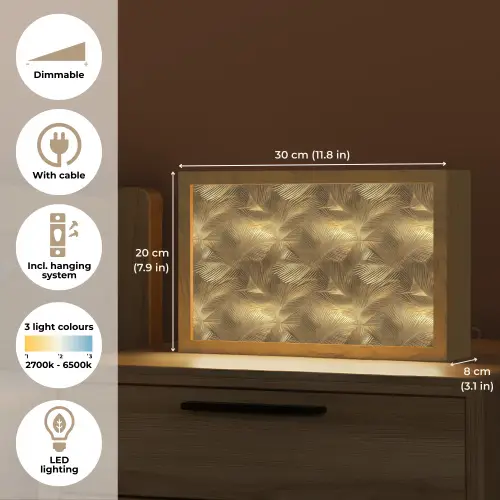 Palm - Waaier - Goud Light Box met kabel (Tafellamp) klein 924 -USP_EN