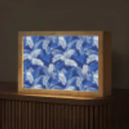 Palmblad - Patroon - Blauw Light Box met kabel (Tafellamp) klein 924 -z3d_website