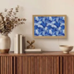Palmblad - Patroon - Blauw Light Box met kabel (Tafellamp) klein 924 -sfeer2