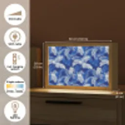 Palmblad - Patroon - Blauw Light Box met kabel (Tafellamp) klein 924 -USP_EN