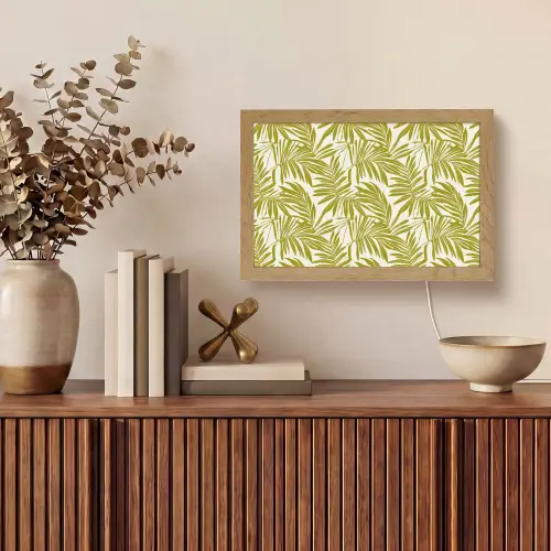 Palmblad - Patroon - Groen Light Box met kabel (Tafellamp) klein 924 -sfeer2