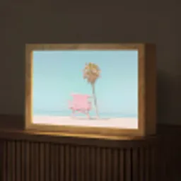 Palmboom - Strandhuis - Roze Light Box met kabel (Tafellamp) klein -z3d_website