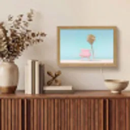 Palmboom - Strandhuis - Roze Light Box met kabel (Tafellamp) klein -sfeer2