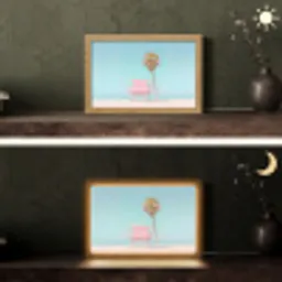 Palmboom - Strandhuis - Roze Light Box met kabel (Tafellamp) klein -sfeer3