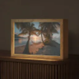 Palmbomen - Hangmat - Strand - Zonsondergang Light Box met kabel (Tafellamp) klein -z3d_website